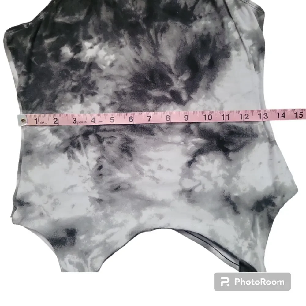 DEREK HEART BLACK/WHITE TYEDIE BODYSUIT - L